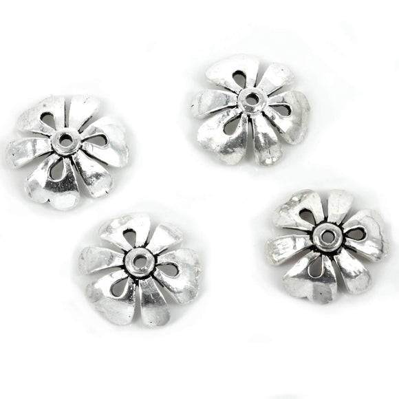 Flower Petals Bead Cap in Sterling Silver 13mm