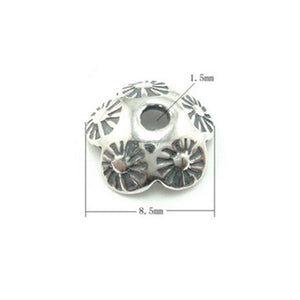 Flower Bead Cap in Antique Sterling Silver 8mm