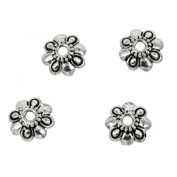 Flower Petals Bead Cap in Sterling Silver 9mm