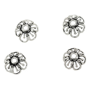 Open Flower Patterned Bead Cap in Sterling Silver 10mm