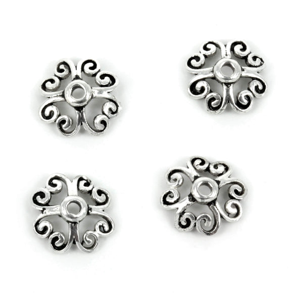 Curlicues Bead Cap in Sterling Silver 9mm