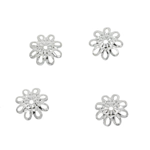 Open 8-Petal Flower Bead Cap in Sterling Silver 8mm