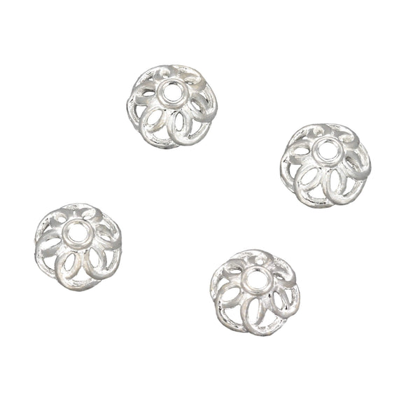 Cursive Curls Bead Cap in Sterling Silver 8mm