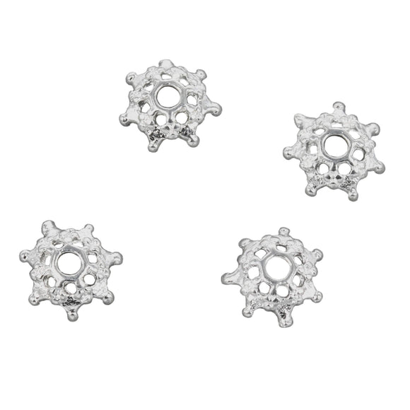 Granulated Open Heptagram Bead Cap in Sterling Silver 8mm