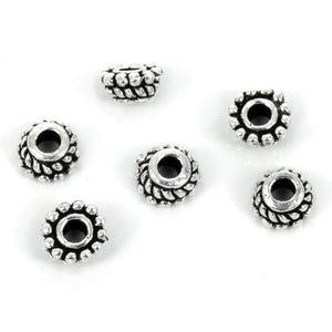 Bali-Style Granulation &amp; Twists Bead Caps in Sterling Silver 6mm