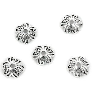 Open Curlicue Flourishes Bead Cap in Sterling Silver 9mm