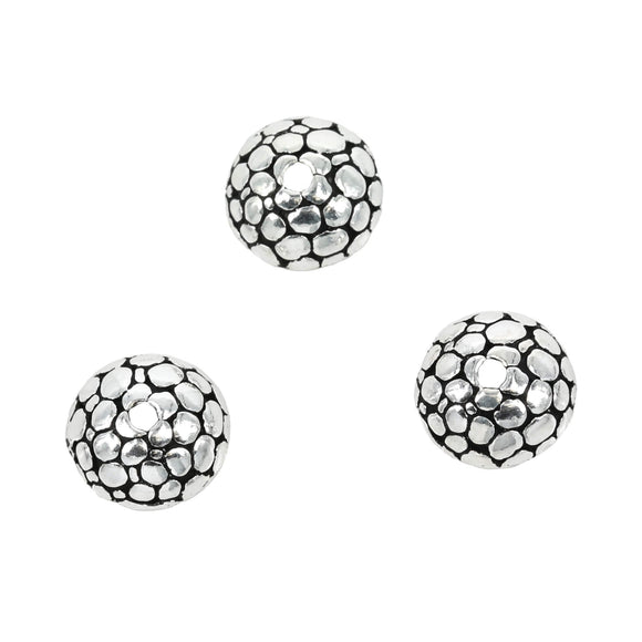 Round Fieldstone Patterned Bead Cap in Sterling Silver 9mm