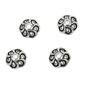 Curls Patterned Bead Cap in Sterling Silver 9mm