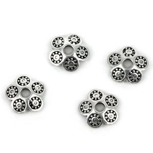 Flower Patterned Bead Cap in Sterling Silver 10mm