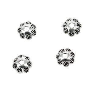 Flower Patterned Bead Cap in Sterling Silver 8mm