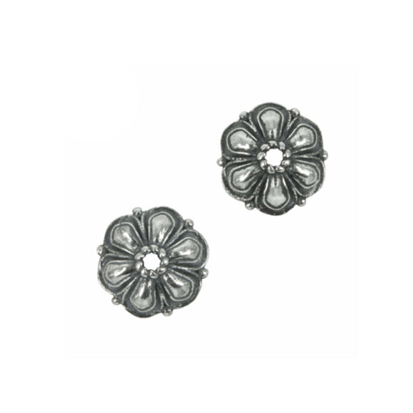 Domed Flower Bead Cap in Sterling Silver 12mm