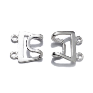 Two-Strand Hook and Eye Clasp in Sterling Silver 22.6x14.6mm