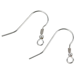 Classic Shepherd's Hook Earwire w/ball & coil in Sterling Silver 23x14mm - 22 Gauge