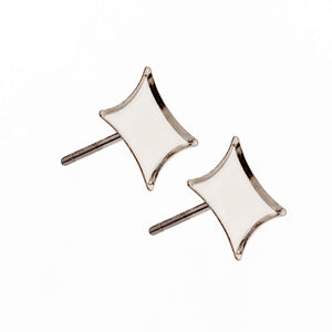 Ear Studs with Diamond Shape Bezel Mounting in Sterling Silver 8x8mm