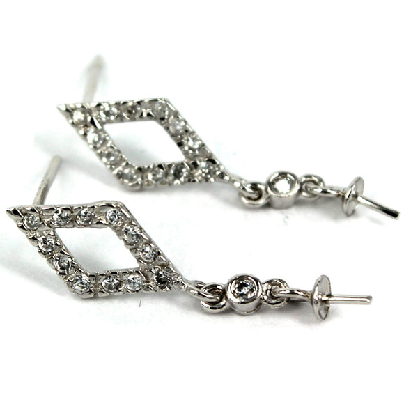 Ear Studs with Cubic Zirconia Inlays and Cub and Peg Mounting in Sterling Silver 6mm