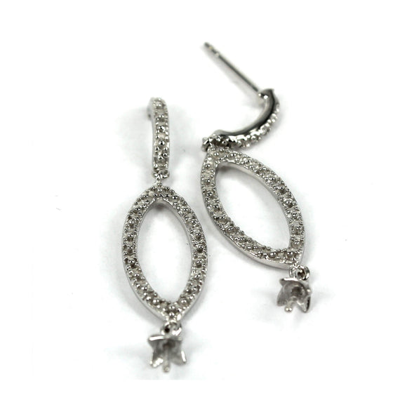 Ear Studs with Dangling Cup and Peg Mounting in Sterling Silver 3mm