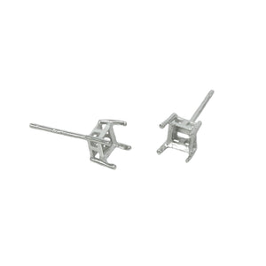 Square Basket Ear Studs in Sterling Silver 12x12mm