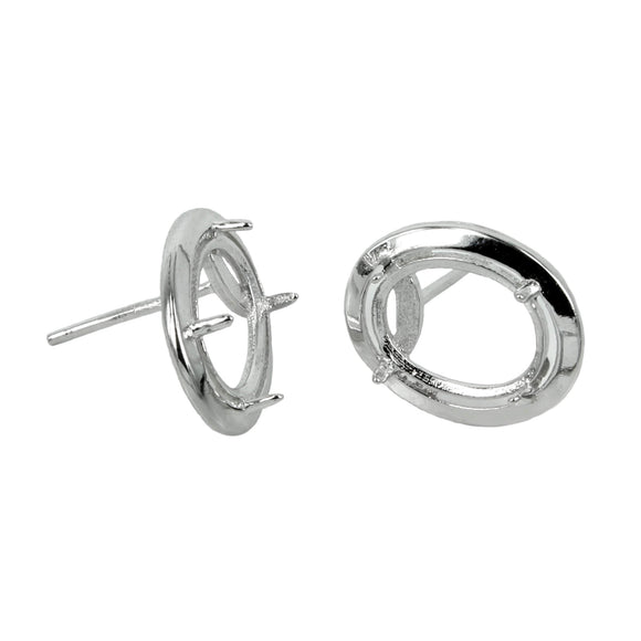 Oval Ear Studs in Sterling Silver 8x10mm