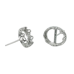 Oval Filigree Ear Studs in Sterling Silver 9x11mm