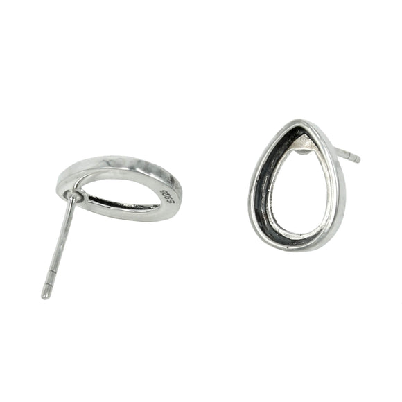 Pear Shape Ear Studs in Sterling Silver 10x12mm