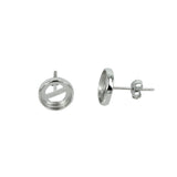 Ear Studs Earrings Pearl Settings with Round Cup and Peg Mounting in Sterling Silver - Various Sizes