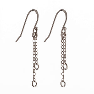 Ear Wires with Outer Ball Loop and Two Chains in Sterling Silver 7.9x37mm 23 Gauge