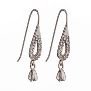 Ear Wires with Cubic Zirconia Inlays and Pinch Bail in Sterling Silver 22 Gauge