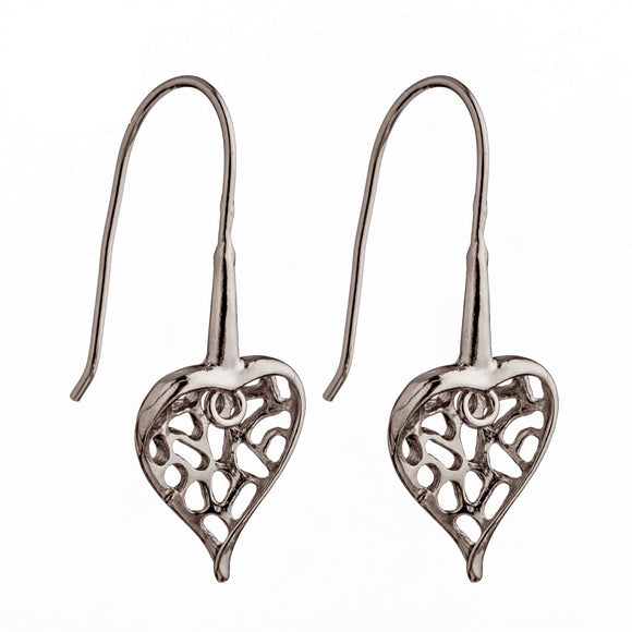 Ear Wires with Heart Shape in Sterling Silver 29x10mm 22 Gauge