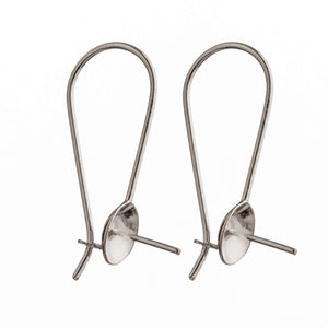 Ear Wires with Cup and Peg Mounting in Sterling Silver 20 Gauge