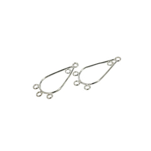 Pear Shape Earring Components in Sterling Silver 45.1x15.7mm 22 Gauge