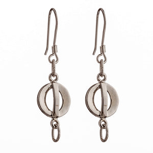 Ear Wires with Crossed-Rings Earring Components in Silver 35x8.9x2.6mm