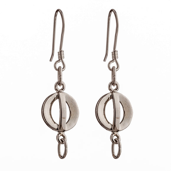 Ear Wires with Crossed-Rings Earring Components in Silver 35x8.9x2.6mm