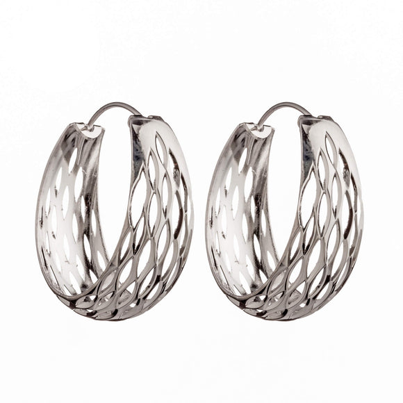 Hoop Earrings in Sterling Silver 32x13mm