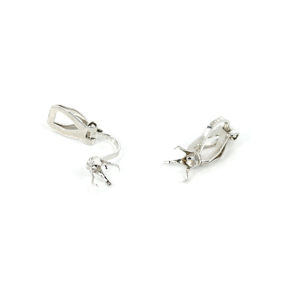 Clip Earrings with Claw Mounting in Sterling Silver