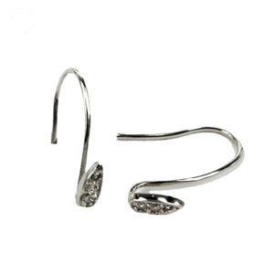 Ear Wires with Pear Shape Loop in Sterling Silver 13.6x3.3x21.5mm