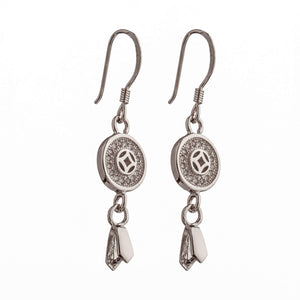 Ear Wires with Earring Component and Pinch Bail Mounting in Sterling Silver