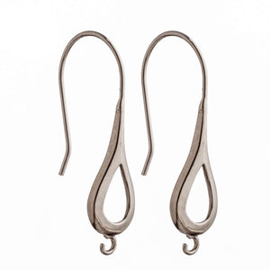 Ear Wires with Pear Shape in Sterling Silver 32.4x14.7x8.1mm