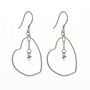 Ear Wires with Earring Components, Chain, and Cup and Peg Mounting in Sterling Silver 2mm