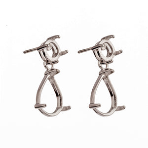 Pear Ear Studs with Bezel Mountings in Sterling Silver 8x12mm