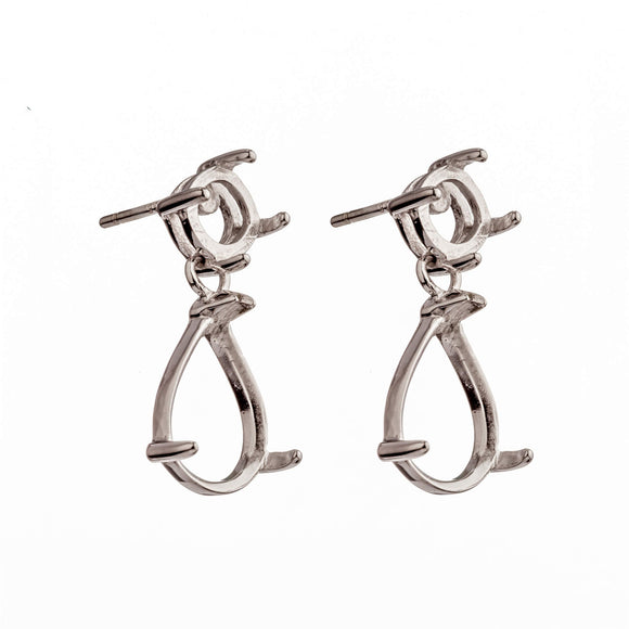 Pear Ear Studs with Bezel Mountings in Sterling Silver 8x12mm