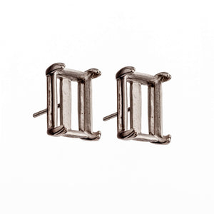 Ear Studs with Rectangular Mounting in Sterling Silver 9x13mm