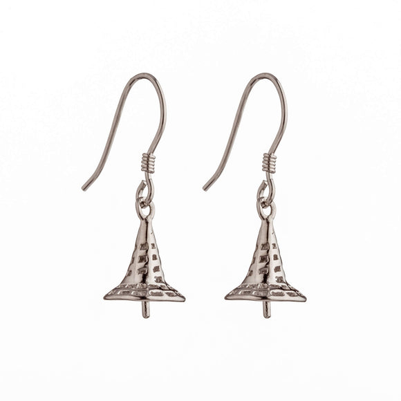 Ear Wires with Cubic Zirconia Inlays and Cup and Peg Mounting in Sterling Silver