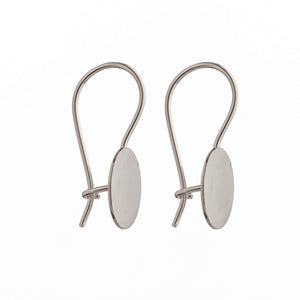 Ear Wires with Kidney Shape and Flat Oval Mounting in Sterling Silver