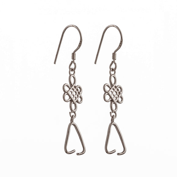 Ear Wires with Earring Component and Pinch Bail in Sterling Silver