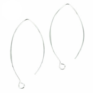 Marquise Earwires in Sterling Silver 40x15mm