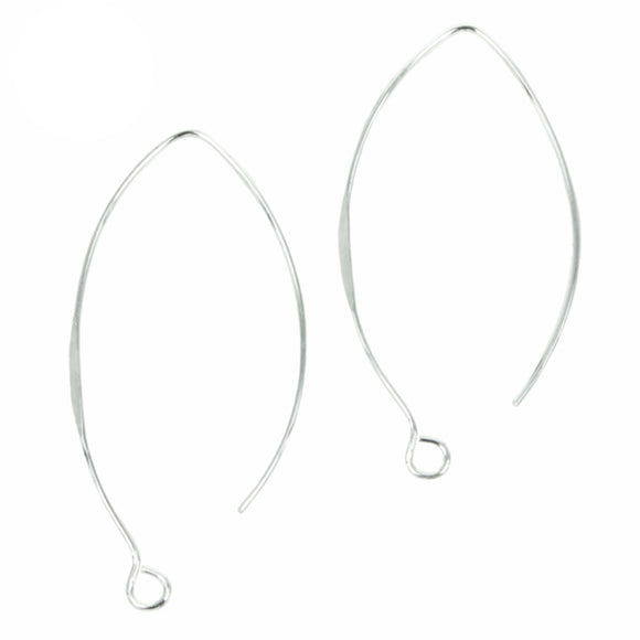 Marquise Earwires in Sterling Silver 40x15mm