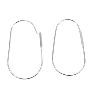 Ear Wires with Asymmetrical Oval Ear Hoop With Tube Closure in Sterling Silver 40x1.5x22mm