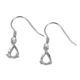 Ear Wires with Pear Shape Basket Setting in Sterling Silver