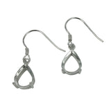 Ear Wires with Pear Shape Basket Setting in Sterling Silver