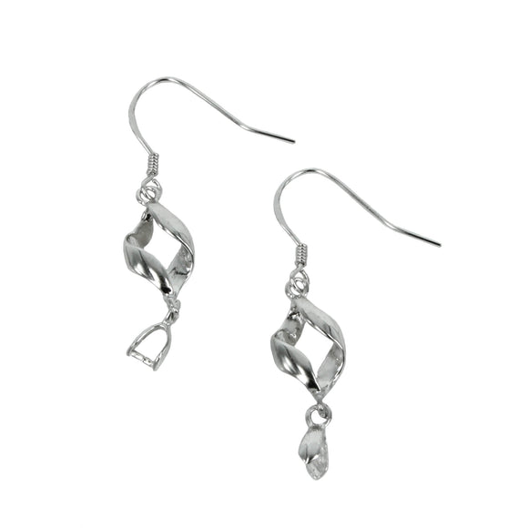 Ear Wires with Pinch Bail and Curls Element in Sterling Silver 4mm